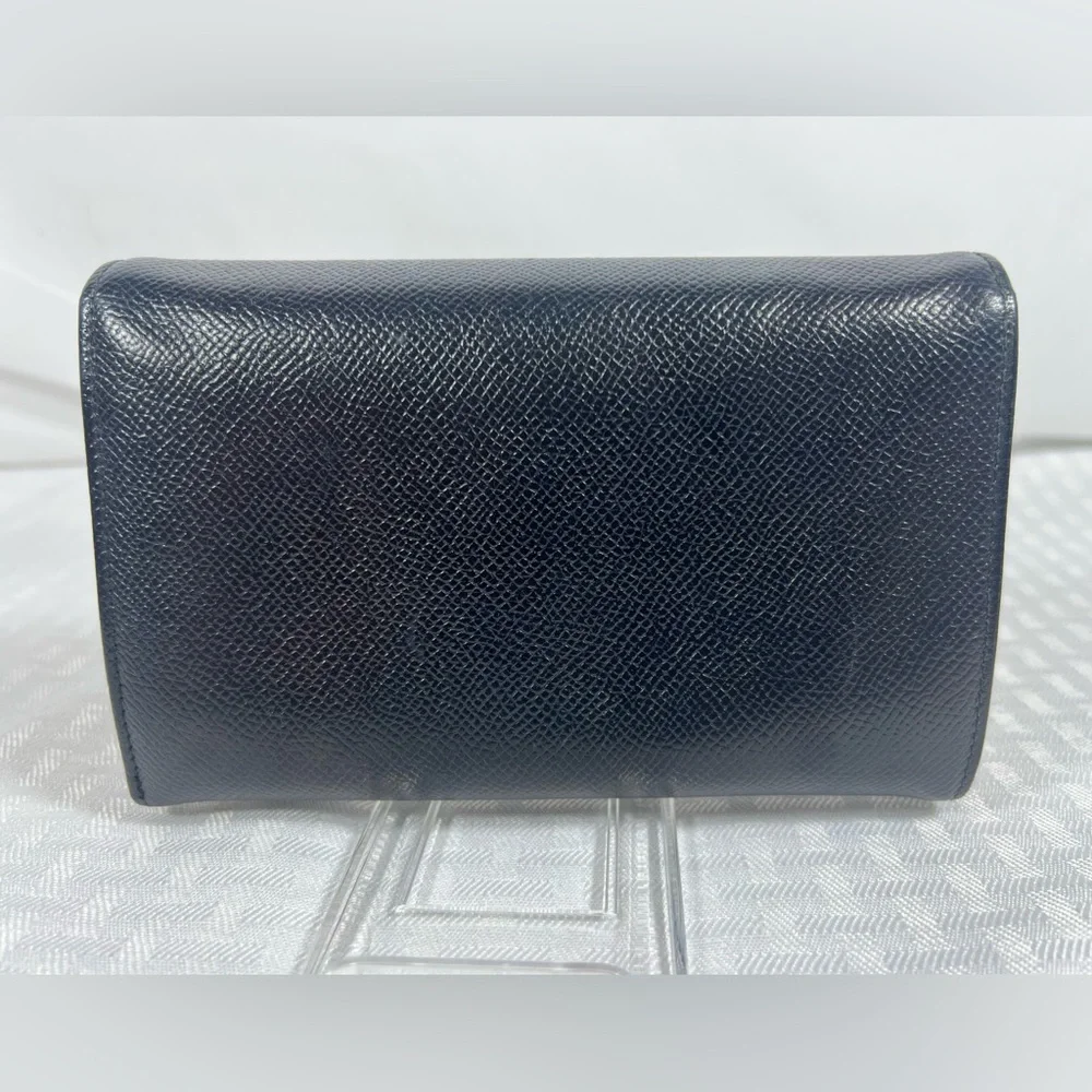 Bvlgari Grain Leather Continental Wallet Black Logo Snap